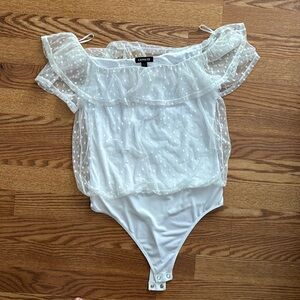 Express white tulle bodysuit